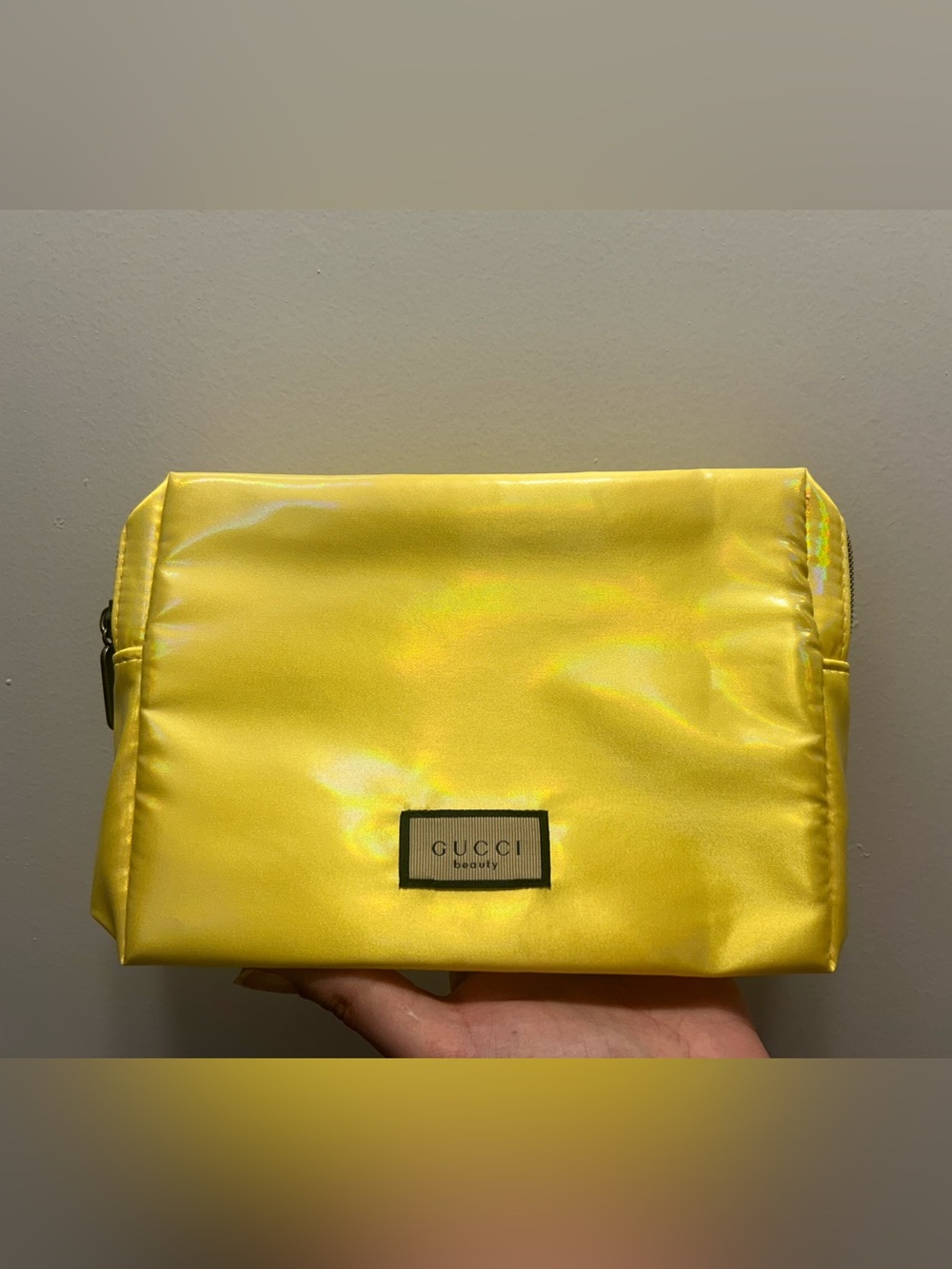 Gucci Beauty Yellow Cosmetic Pouch Brand New